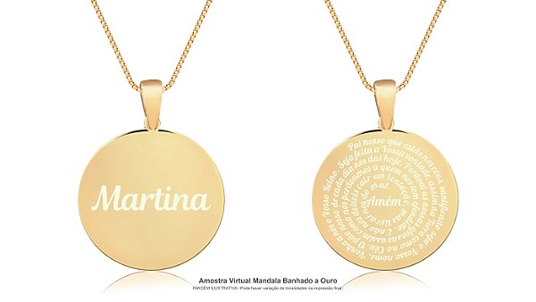 Gargantilha Mandala Personalizada com Gravação no Verso - Banhado a Ouro 18k