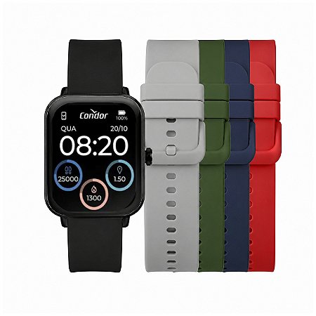 Relógio Condor Smartwatch c/ 5 pulseiras COSMART1AK/8P