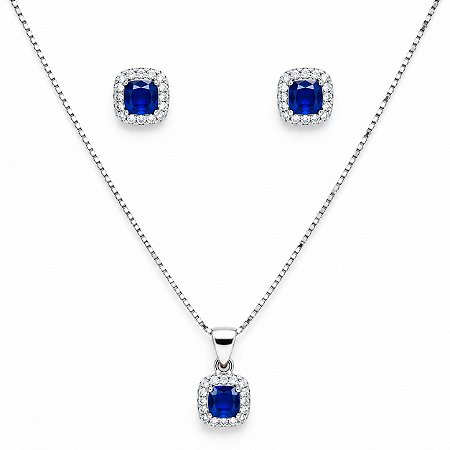 Conjunto de Brincos e Gargantilha Prata - 49088