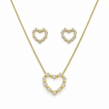 Conjunto de Brincos e Gargantilha Banhado a Ouro - 48963