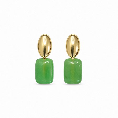 Brinco Pedra Natural Banhado a Ouro - 48525
