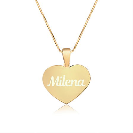 Gargantilha Coração Pequeno Personalizado com Nome ou Inicial - Banhado a Ouro 18k