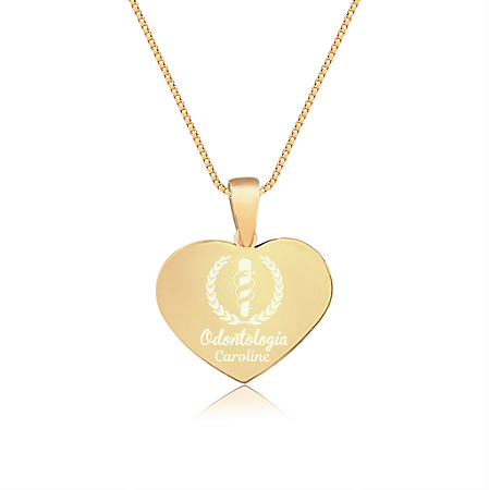 Gargantilha Coração Pequeno Personalizado qualquer Curso ou Profissão - Banhado a Ouro 18k