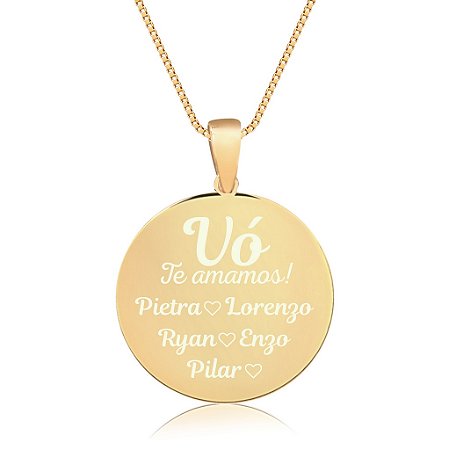 Gargantilha Mandala Personalizada Vó/Netos - Banhado a Ouro 18k
