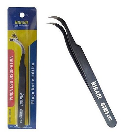 Pinça Curva Anti-estática Aço Inox Esd - Hikari Hk 15