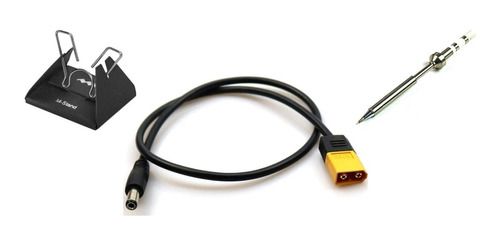 Kit Cabo Xt60 + Suporte + Ponteira P/ Ferro De Solda Ts100