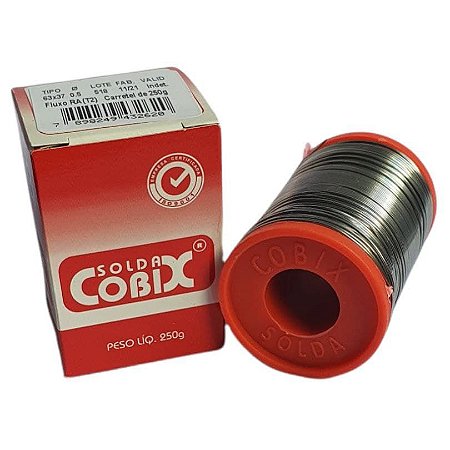 Solda Estanho 0.5mm C/ Fluxo 63x37 Carretel 250g - Cobix