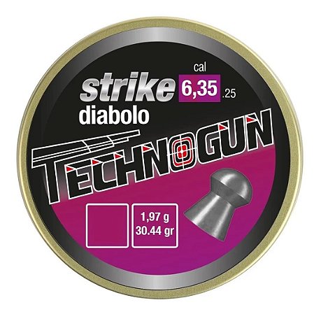 Chumbinho Technogun Strike 6,35 Caixa 100 Un Alta Precisão