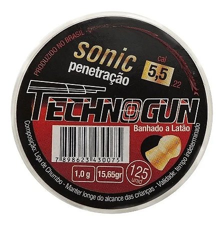 Chumbinho Technogun Sonic Gold Longa Dist. 5.5mm Pote Com 125un