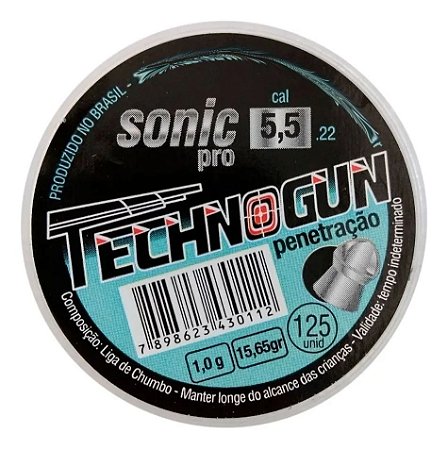 Chumbinho Technogun Sonic Pro Penetração 5,5mm C/125pcs