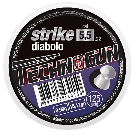 Chumbinho Strike Diabolo 5,5mm Caixa C/ 125pçs - Technogun