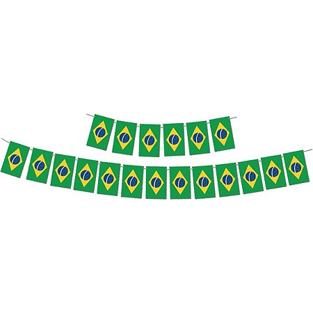 Artigo de Decoração Bandeirinhas do Brasil 2,60m Plástica