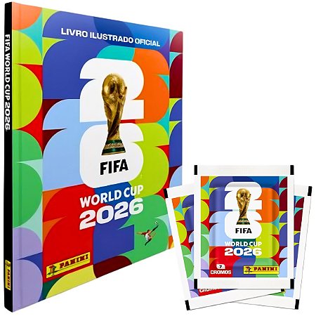 Kit Álbum Capa Dura C/5 Envelopes Copa do Mundo 2026 Panini