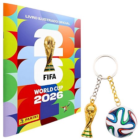 Kit Álbum Brochura e 2 Chaveiros Copa do Mundo 2026 Panini