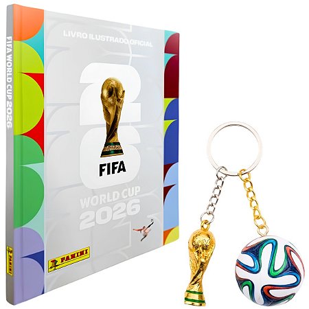 Kit Álbum Capa Dura Prata e 2 Chaveiros Copa do Mundo Panini