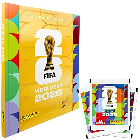 Kit Álbum Capa Dura Ouro C/5 Envelopes Copa do Mundo Panini