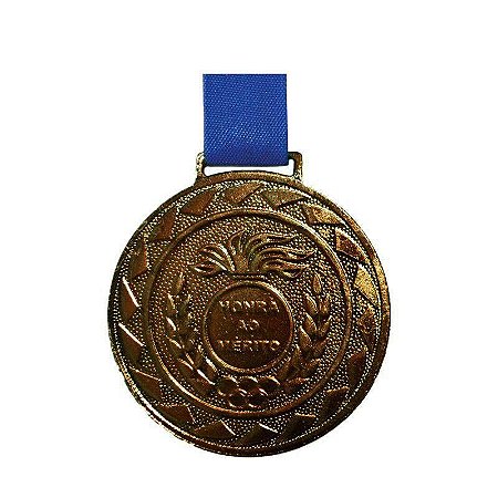 Medalha de Bronze M50 Esportiva Honra ao Mérito Com Fita Azul Crespar