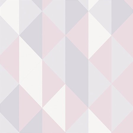 Papel de Parede Adesivo Triângulos Rosa, Lilás e Cinza