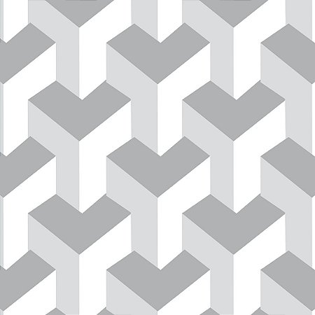 Papel de Parede Adesivo Geométrico 3D Cinza e Branco