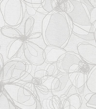 Papel de Parede Floral Moderno Cinza Claro e Off White, Imagine 2