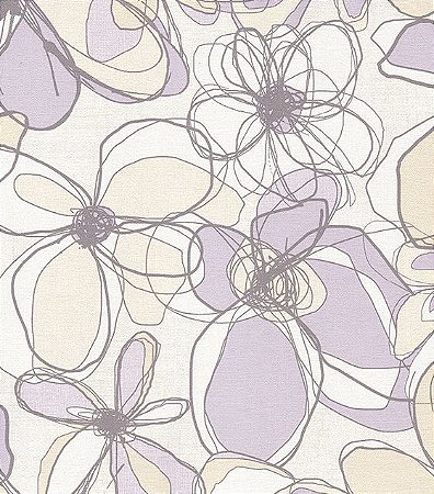 Papel de Parede Floral Moderno Lilás, Imagine 2