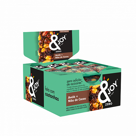 BARRA AVELA E NIBS DE CACAU ZERO ACUCAR 12 x 25g &JOY
