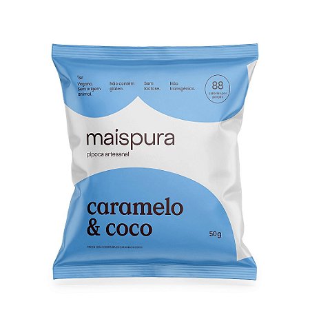 PIPOCA CARAMELO E COCO 50G MAIS PURA