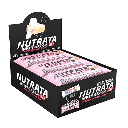 BARRA WHEY GREGO MORANGO COM CHANTILLY 12 X 40G NUTRATA