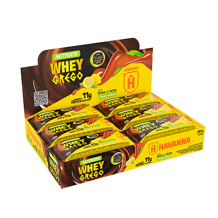 BARRA WHEY GREGO DOCE DE LEITE HAVANNA E LIMAO SICILIANO 12 X 40G NUTRATA
