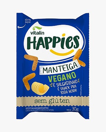 HAPPIES SNACK MANTEIGA 12 X 30G VITALIN