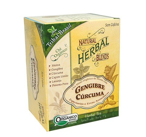 CHA ORGANICO HERBAL GENGIBRE CURCUMA 15 X 1,5G TRIBAL