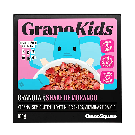 GRANOLA GRANOKIDS SHAKE MORANGO 180G GRANO SQUARE