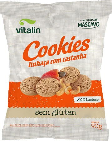 COOKIES LINHACA CASTANHA 90G VITALIN