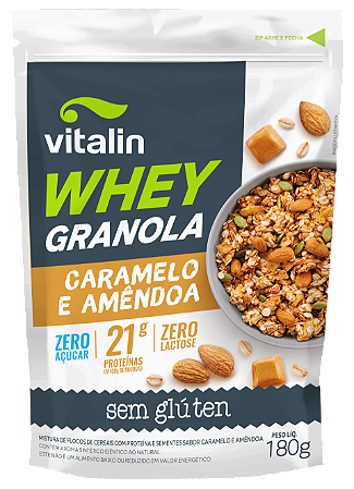 GRANOLA CARAMELO E AMENDOA ZERO WHEY 180G VITALIN