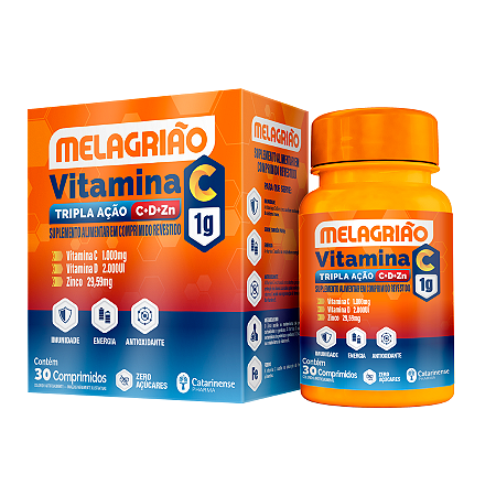 MELAGRIAO VIT C 1G TRIPLA ACAO C+D+ZN 30CPR CATARINENSE