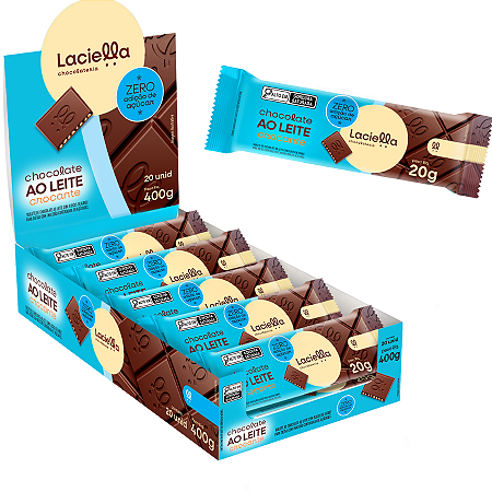 BARRA CHOCO AO LEITE CROCANTE ZERO 20 X 20G LACIELLA