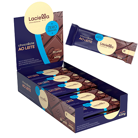 BARRA CHOCO AO LEITE ZERO ACUCAR 20 X 20G LACIELLA