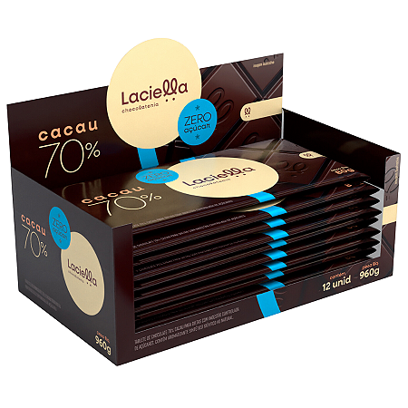 BARRA CHOCO 70% CACAU ZERO 12 X 80G LACIELLA