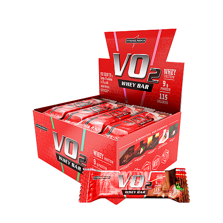 BARRA VO2 WHEY MORANGO 12 X 30G INTEGRALMEDICA