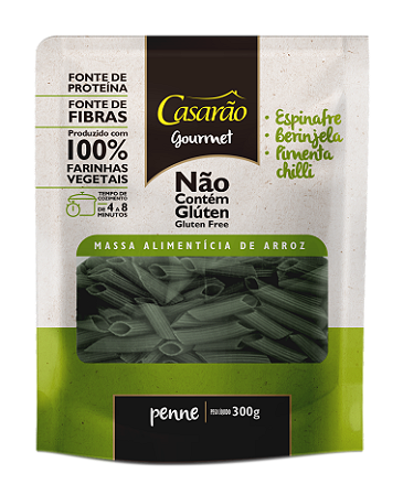 MASSA ARROZ PENNE ESPINAFRE 300G CASARAO