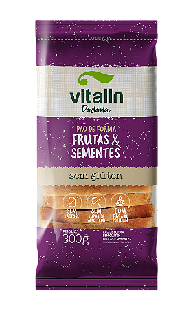 PAO DE FORMA FRUTAS E SEMENTES 300G VITALIN