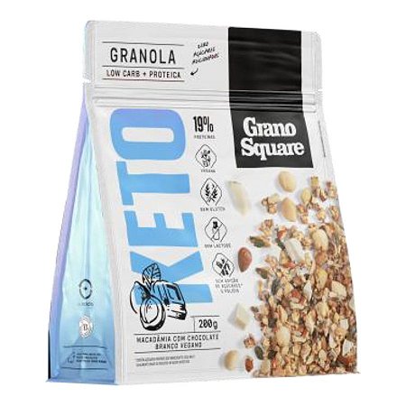 GRANOLA KETO MACADAMIA CHOCOLATE BRANCO 200G GRANO SQUARE