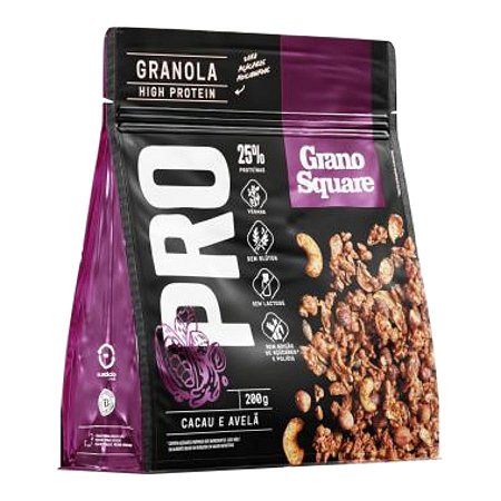 GRANOLA PROTEICA CACAU AVELA 200G GRANO SQUARE