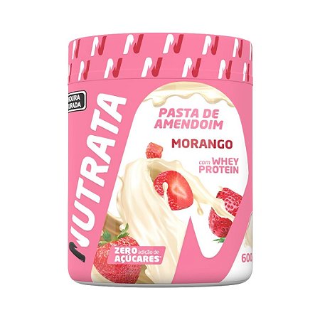 PASTA DE AMENDOIM PROTEICA MORANGO 600G NUTRATA