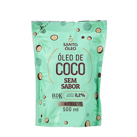 OLEO DE COCO SEM SABOR REFIL POUCH 500ML SANTO OLEO