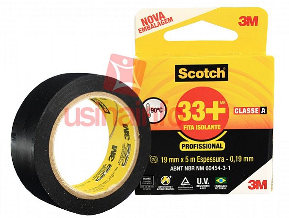 FITA ISOLANTE 5M 19MM PRETA SCOTCH 33+ 3M