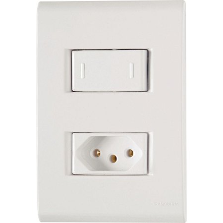 CONJUNTO 4X2 COM 1 INTERRUPTOR PARALELO E 1 TOMADA 10 A TRAMONTINA LIZ BR 57170/050