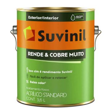 TINTA ACRÍLICA FOSCA STANDARD 3,6L - RENDE E COBRE MUITO - SUVINIL