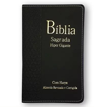 Bíblia com harpa letra hipergigante  preta - ARC