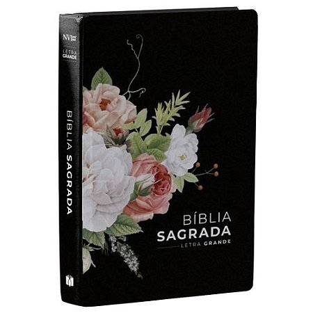 Bíblia capa preta floral - NVI letra grande